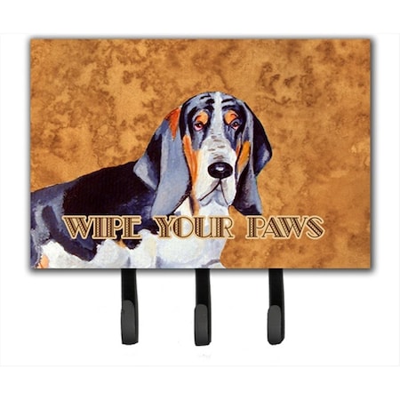 Carolines Treasures 6 x 9 In. Basset Hound Wipe your Paws Leash or Key Holder LH9448TH68